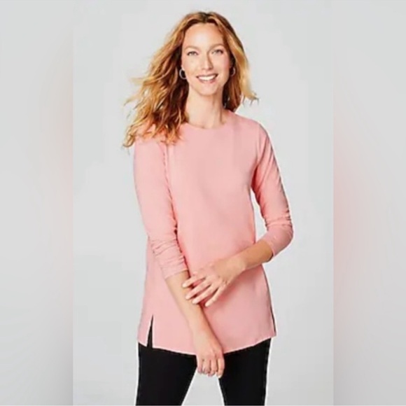 J. Jill Luxe Supima Forward Seam Tunic Pink Size XS Petite - Picture 1 of 6